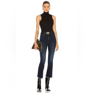 Mother The Hustler Ankle Fray Dark Wash Jeans in Howling at the Disco Ball sz 30